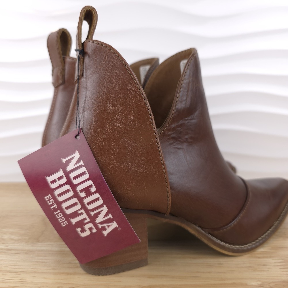 Nocona Micki Western‎ Ankle Boots Womens 7.5 Brunette Cowhide Snip Toe Booties - Picture 8 of 14